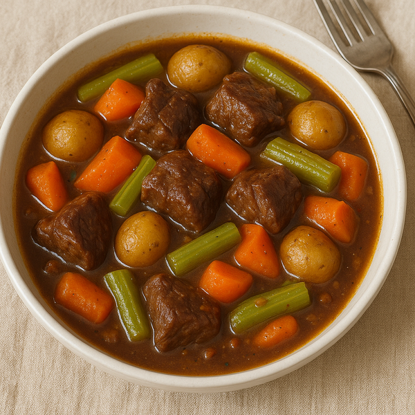 Boeuf aux légumes, sauce à la bière