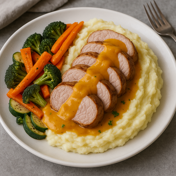 Filet de porc , sauce crémeuse à la courge