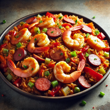 Jambalaya aux saucisses et crevettes
