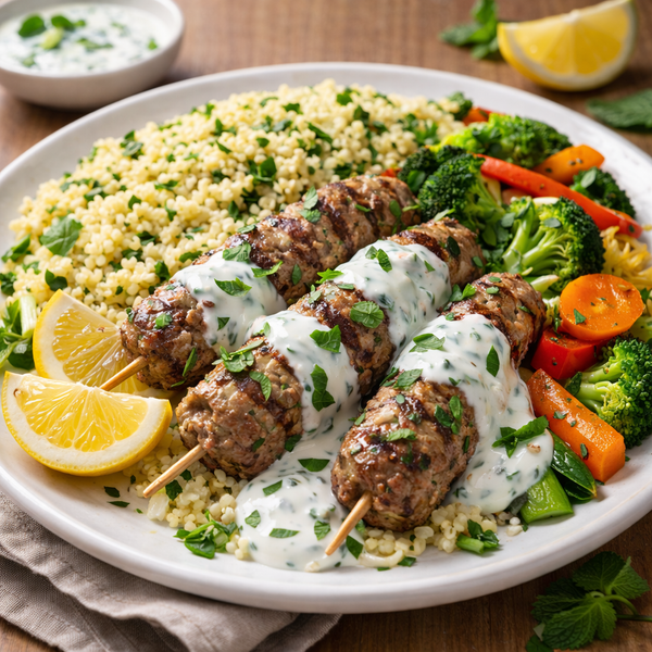Kefta de boeuf, sauce citron et menthe