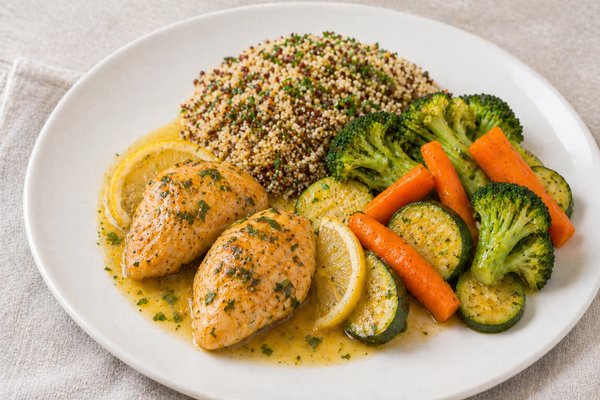 Poulet au beurre citronné, ail et fines herbes